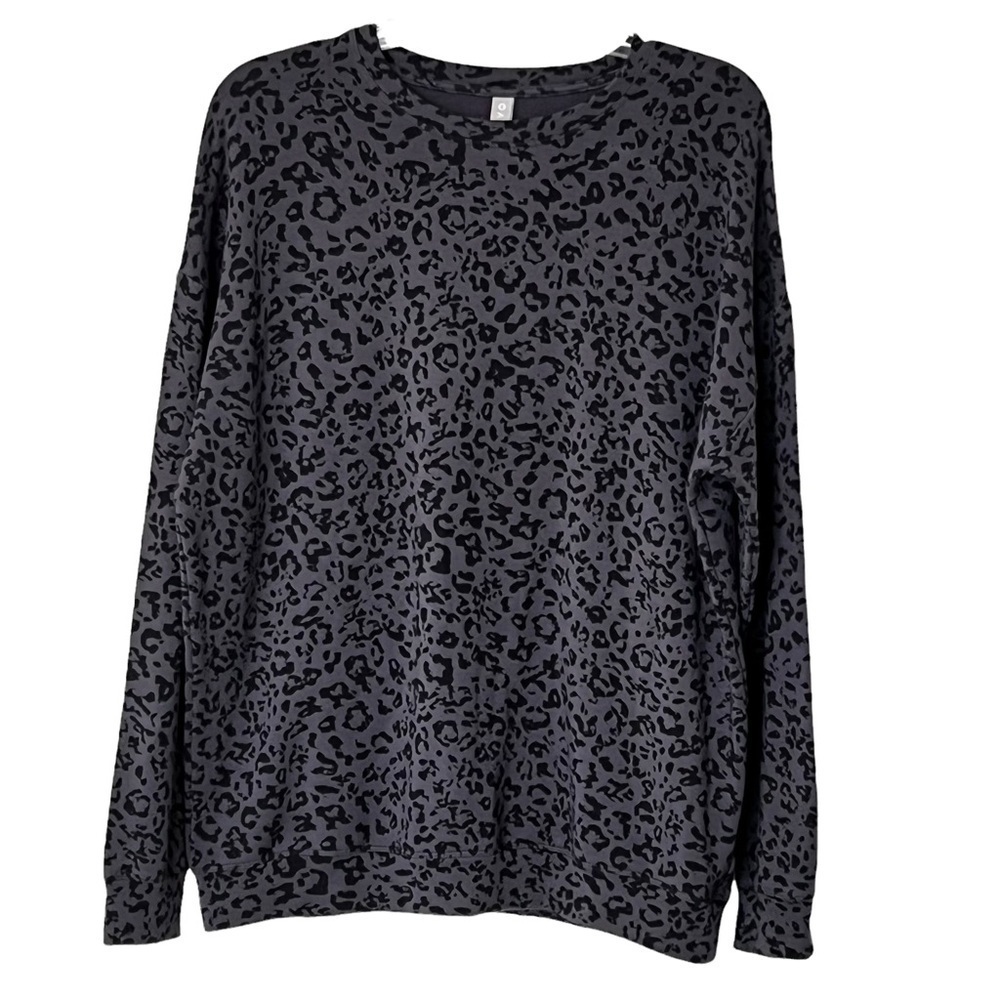 Athleta Pure Lux Leopard Print Crew Neck Oversized Sweatshirt S slouchy boxy - Picture 4 of 14